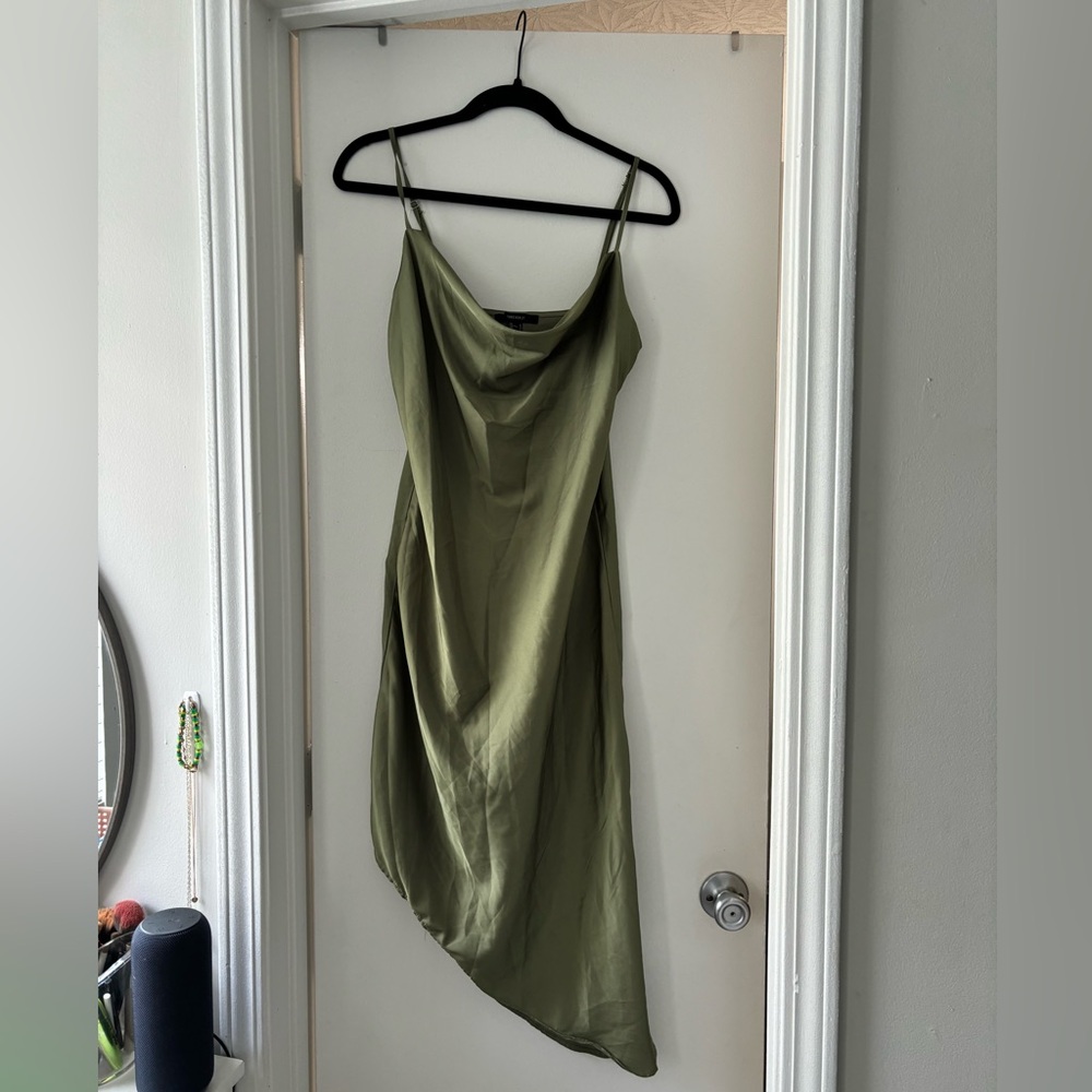 forever 21 olive satin dress